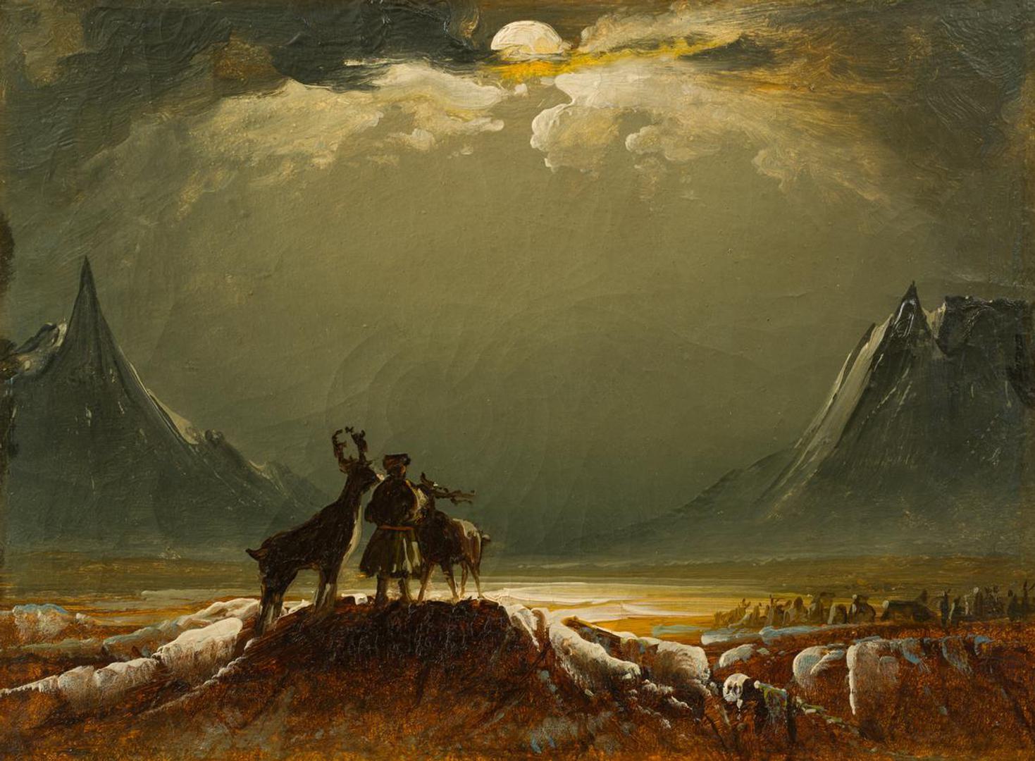 Peder Balke, "Landskap fra Finnmark med same og reinsdyr", foto: Nordnorsk Kunstmuseum | Kim G. Skytte